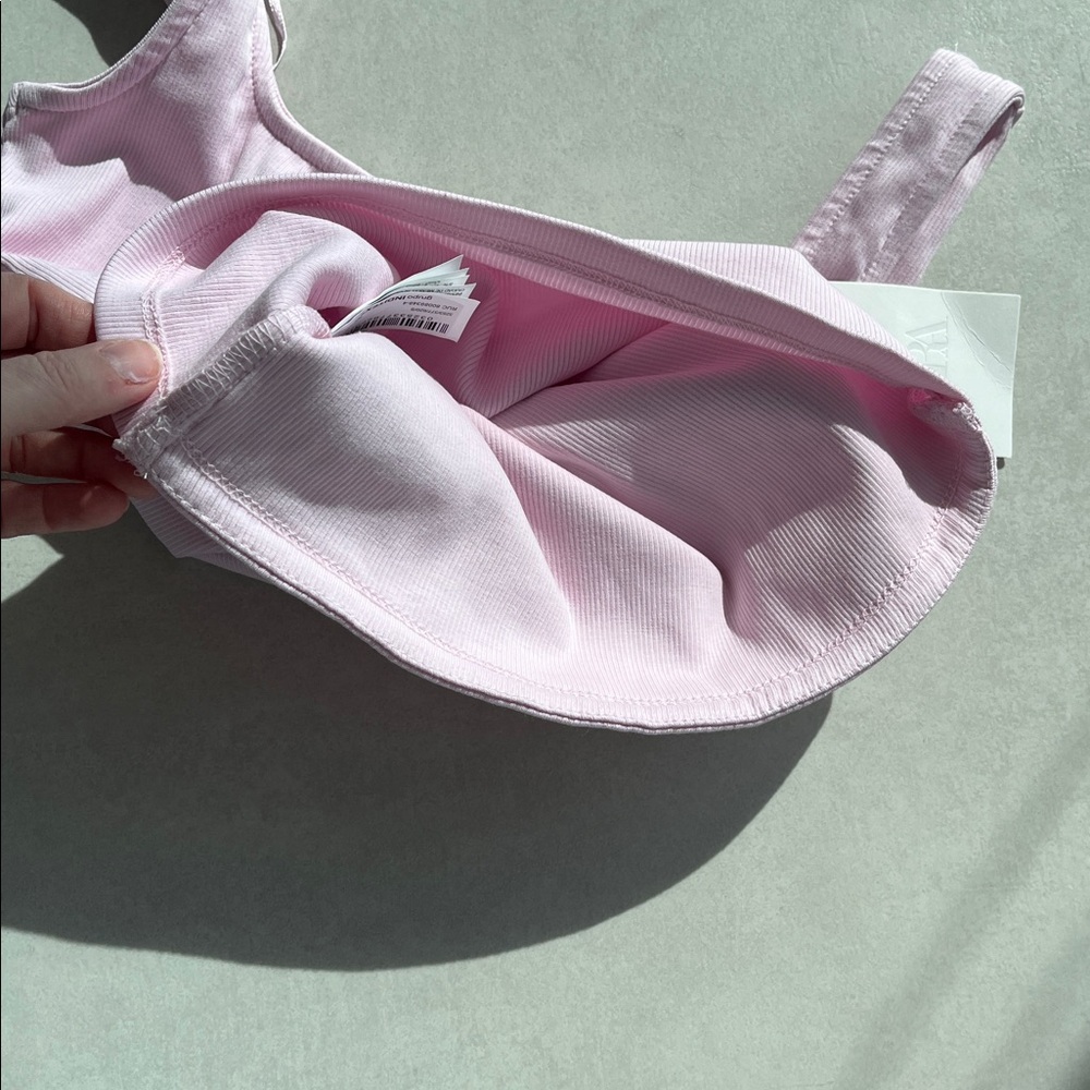Zara Pale Pink Square-Neck Ribbed Tank - Picture 11 of 11